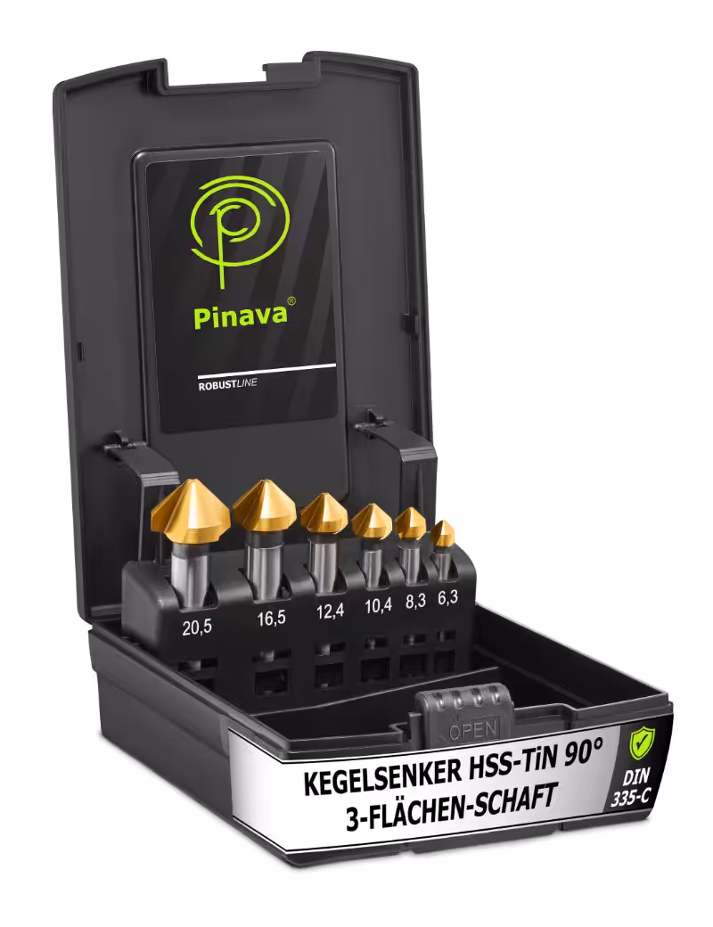 Pinava Kegelsenker Set HSS TiN für Holz, Kunststoff und Weichmetall